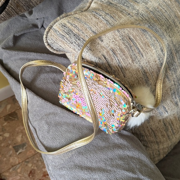 Justice Multicolor Sequin Crossbody Bag with Pom Pom - Picture 7 of 7